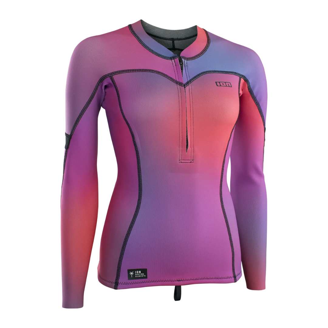 ION Neo Zip Top 1.5 Women offers complete UV protection, effective heat retention, and a decrease in discomfort and bruising frequently induced by harnesses or surfboards.